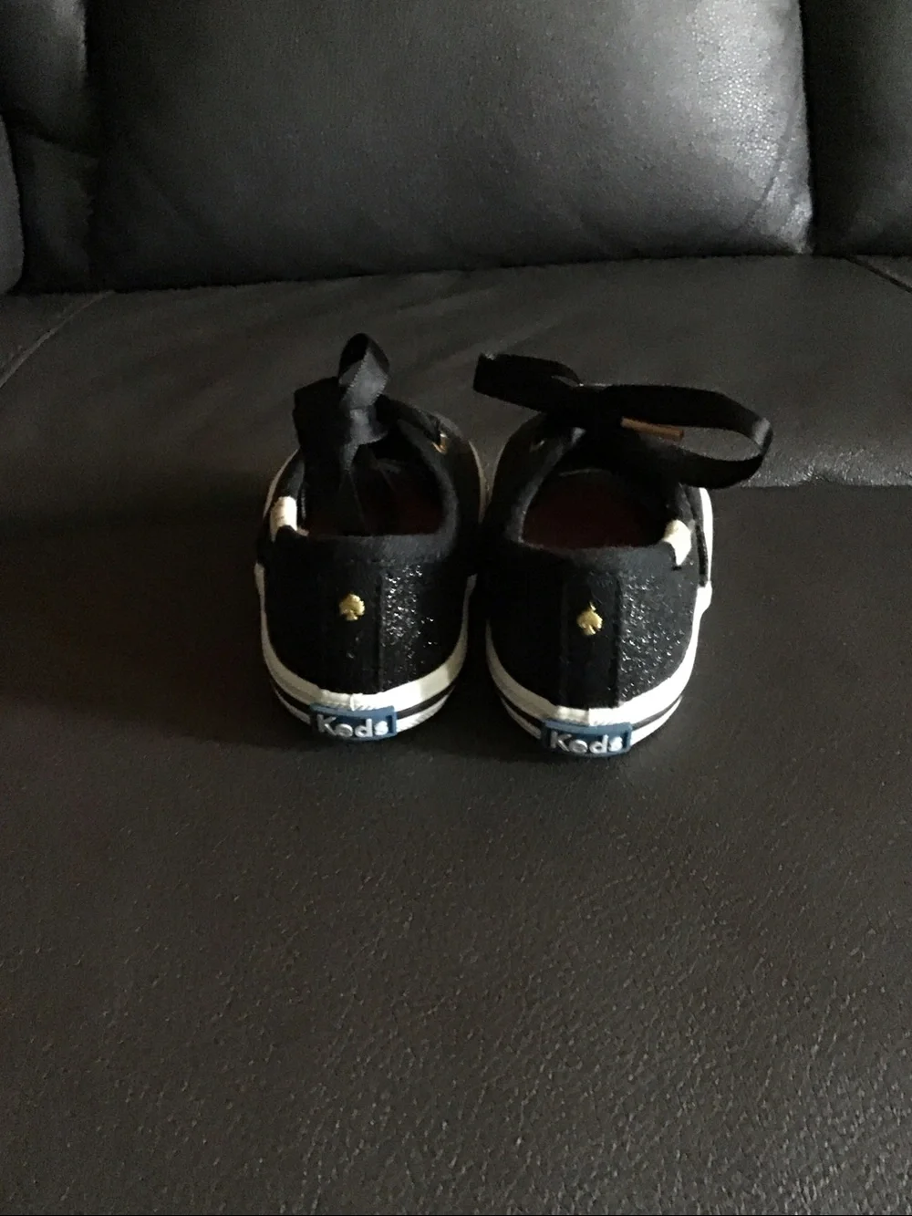 Kate Spade Keds, Baby Black Glitter Lace-Up Sneakers